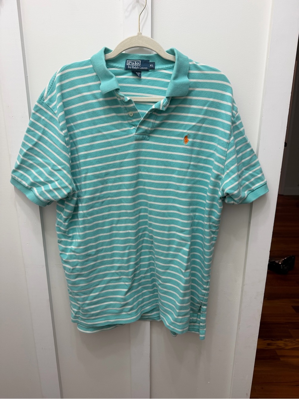 Polo by Ralph Lauren Men’s Light Blue Striped Polo Shirt
